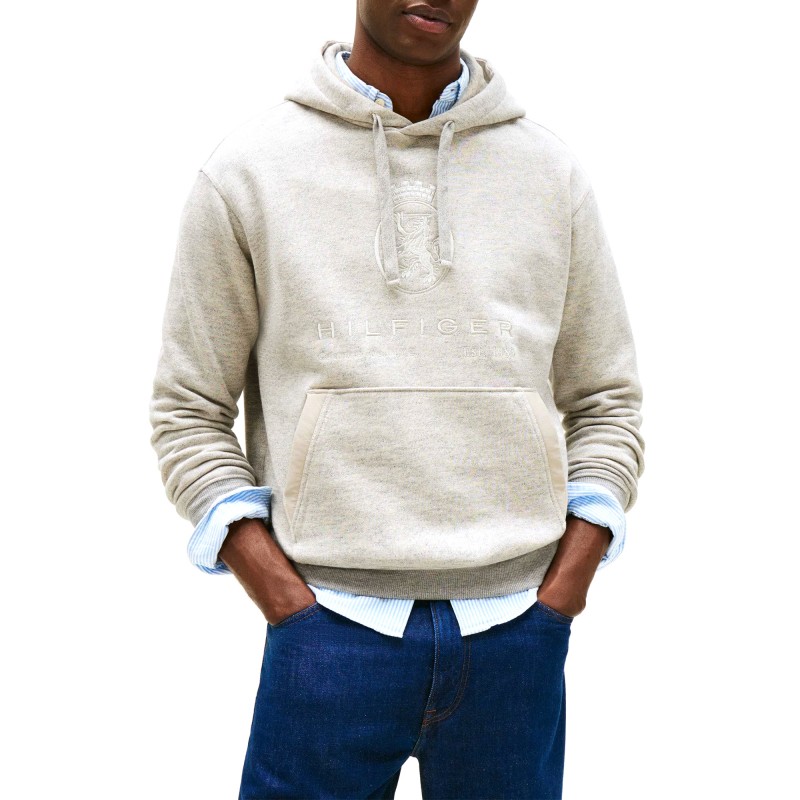 Tommy Hilfiger Hoodie Crest Graphic-Light Grey Marlbled Heather Tommy Hilfiger Hoodie Crest Graphic-Light Grey Marlbled Heather