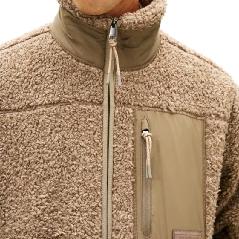 Tommy Hilfiger Jacket Teddy Fleece Zip-Coastal Taupe Tommy Hilfiger Jacket Teddy Fleece Zip-Coastal Taupe