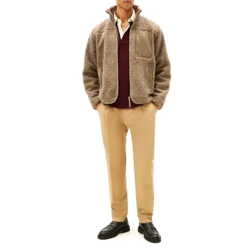 Tommy Hilfiger Jacket Teddy Fleece Zip-Coastal Taupe Tommy Hilfiger Jacket Teddy Fleece Zip-Coastal Taupe
