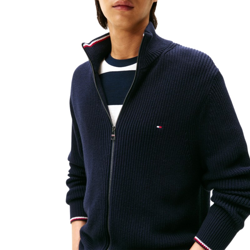Tommy Hilfiger Sweater Zip Through Rib-Desert Sky
