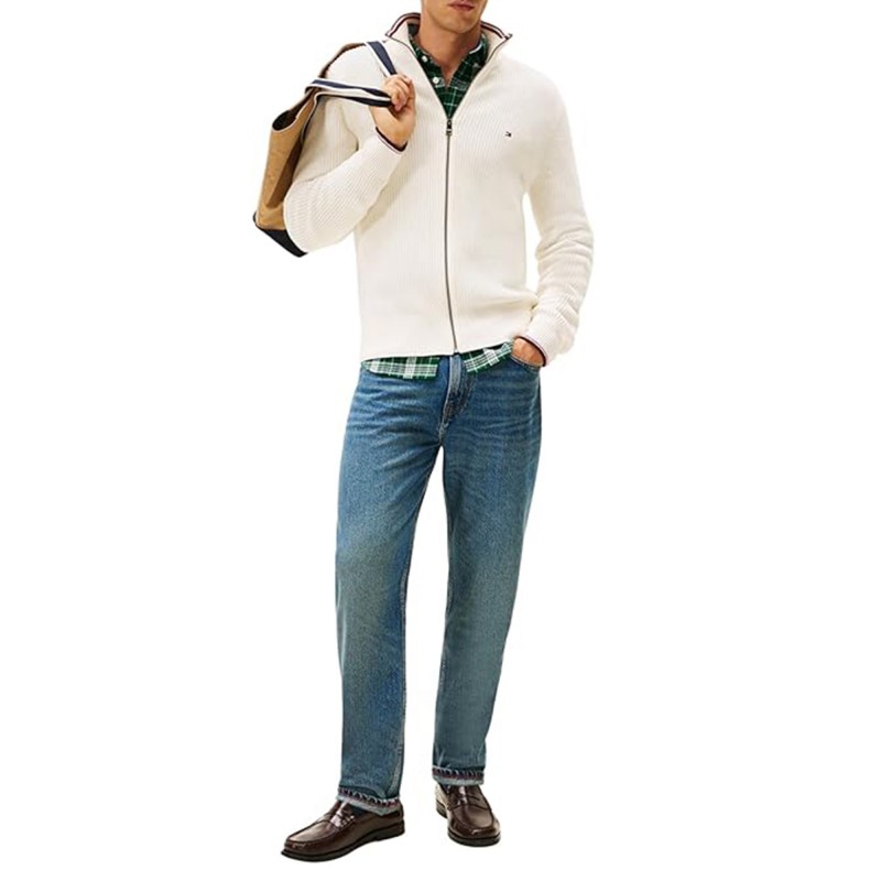 Tommy Hilfiger Sweater Zip Through Rib-Ivory Petal