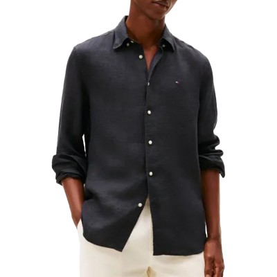Tommy Hilfiger Shirt Pigment Dyed Solid Linen-Black