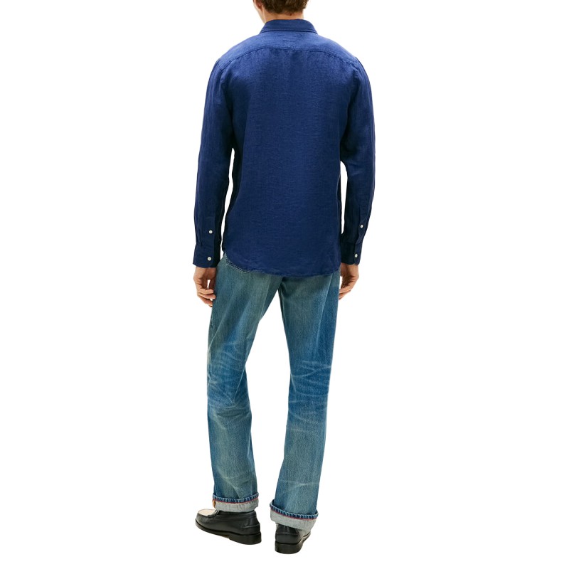 Tommy Hilfiger Shirt Pigment Dyed Solid Linen-Carbon Navy