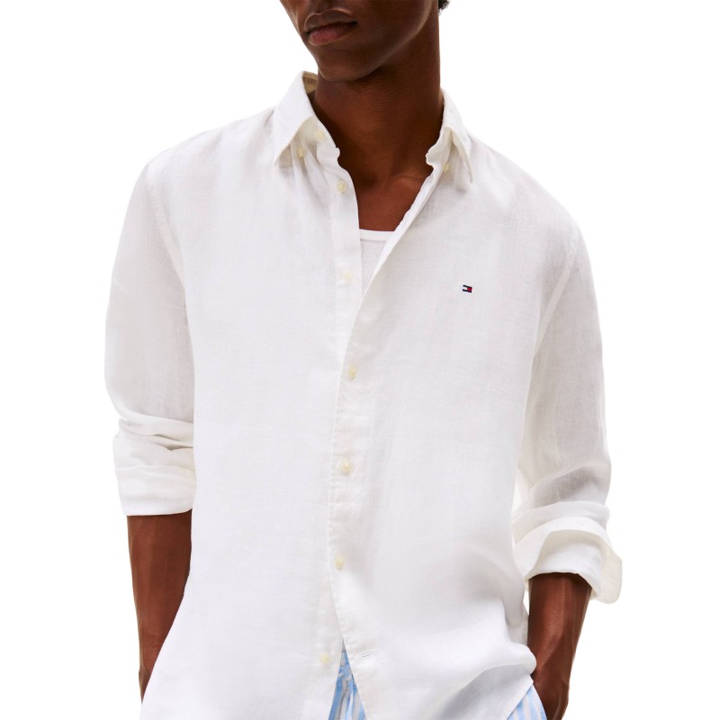 Tommy Hilfiger Shirt Pigment Dyed Solid Linen-White