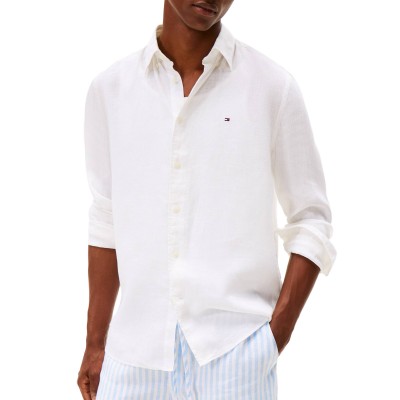 Tommy Hilfiger Shirt Pigment Dyed Solid Linen-White