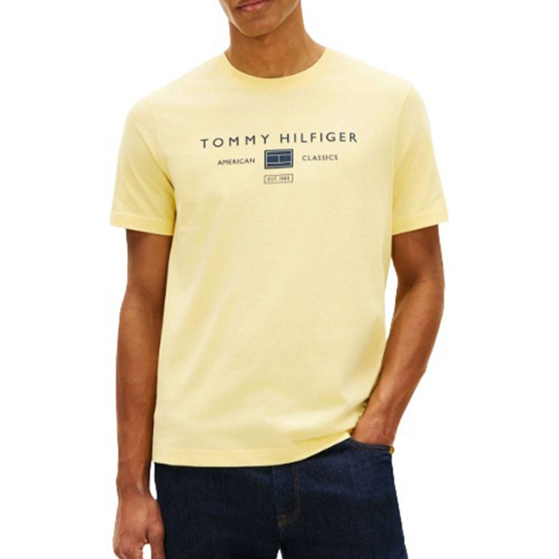 Tommy Hlilfiger T-Shirt Brand Love Monologo Stack-Citronella Tommy Hlilfiger T-Shirt Brand Love Monologo Stack-Citronella