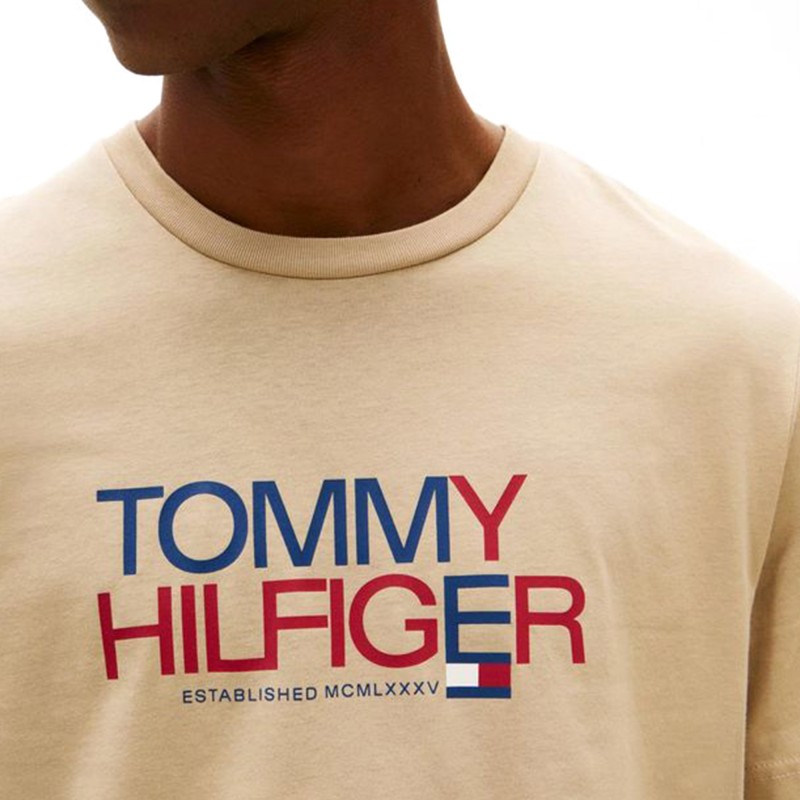 Tommy Hilfiger T-Shirt Brand Love Big Text TEE-Sandalwood