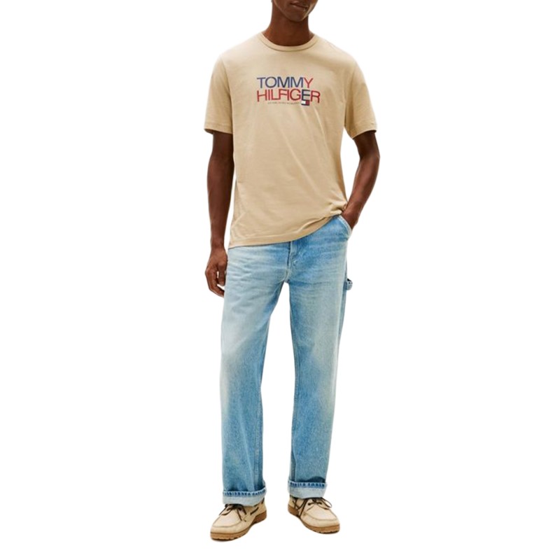 Tommy Hilfiger T-Shirt Brand Love Big Text TEE-Sandalwood