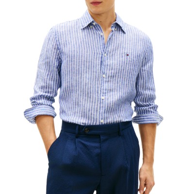 Tommy Hilfiger Shirt Bengal Linen Stripe-Wedge Blue