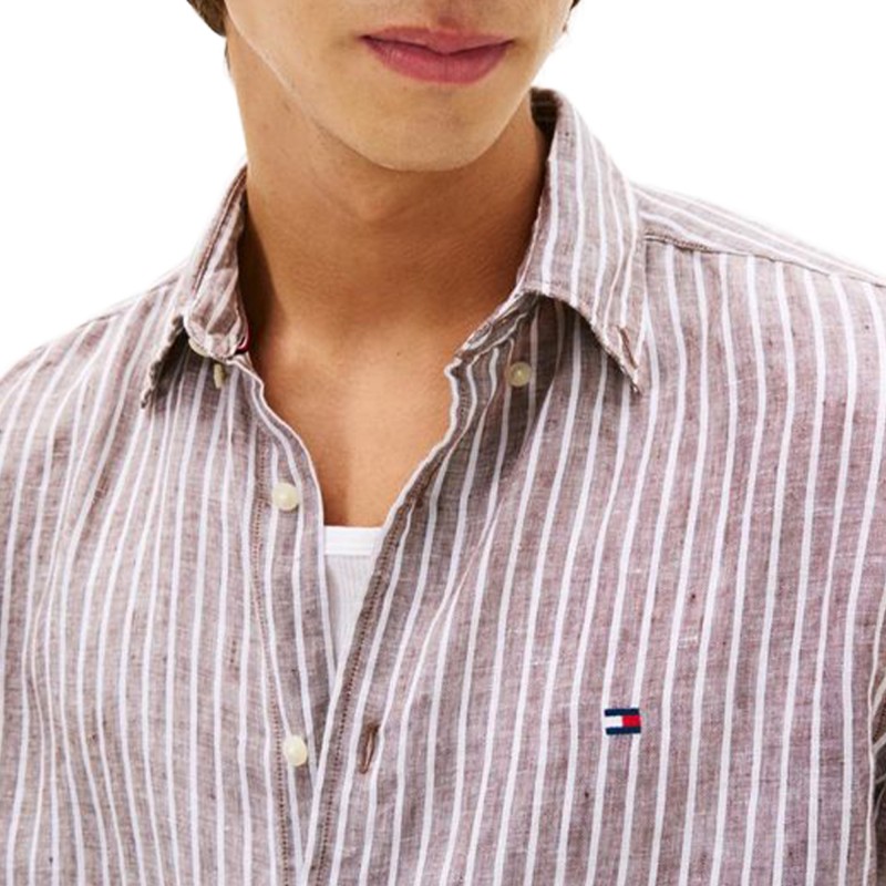 Tommy Hilfiger Shirt Bengal Linen Stripe-Legacy Brown Tommy Hilfiger Shirt Bengal Linen Stripe-Legacy Brown