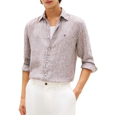 Tommy Hilfiger Shirt Bengal Linen Stripe-Legacy Brown