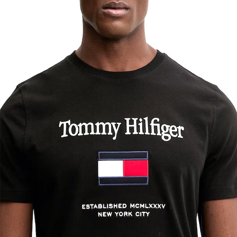 Tommy Hilfiger T-Shirt TH Embroidery Flag-Black Tommy Hilfiger T-Shirt TH Embroidery Flag-Black