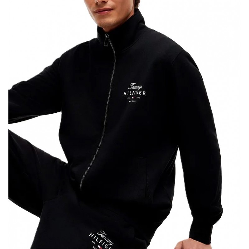 Tommy Hilfiger Sweatshirt Script Stack Stand Collar-Black Tommy Hilfiger Sweatshirt Script Stack Stand Collar-Black