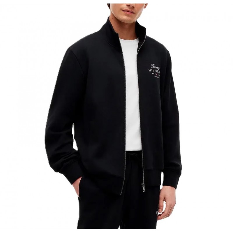 Tommy Hilfiger Sweatshirt Script Stack Stand Collar-Black Tommy Hilfiger Sweatshirt Script Stack Stand Collar-Black