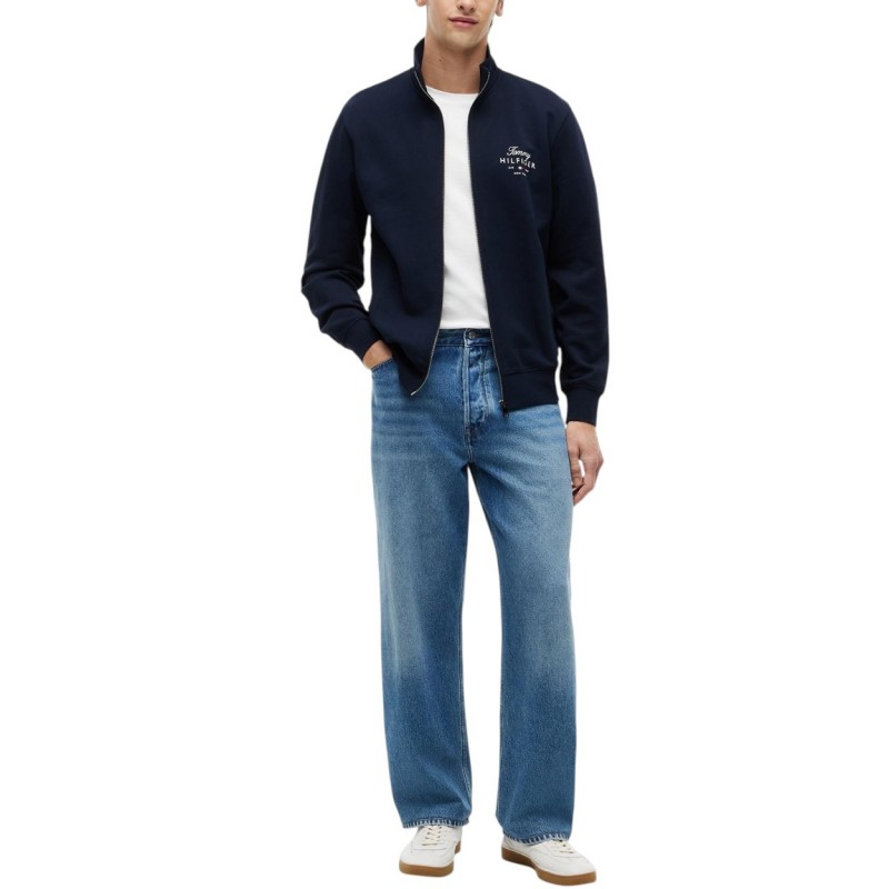 Tommy Hilfiger Sweatshirt Script Stack Stand Collar-Desert Sky Tommy Hilfiger Sweatshirt Script Stack Stand Collar-Desert Sky