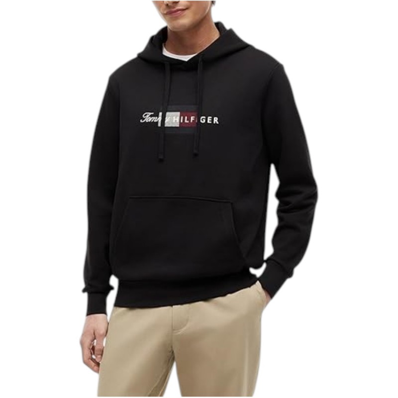 Tommy Hilfiger Hoodie Script Flag-Black Tommy Hilfiger Hoodie Script Flag-Black