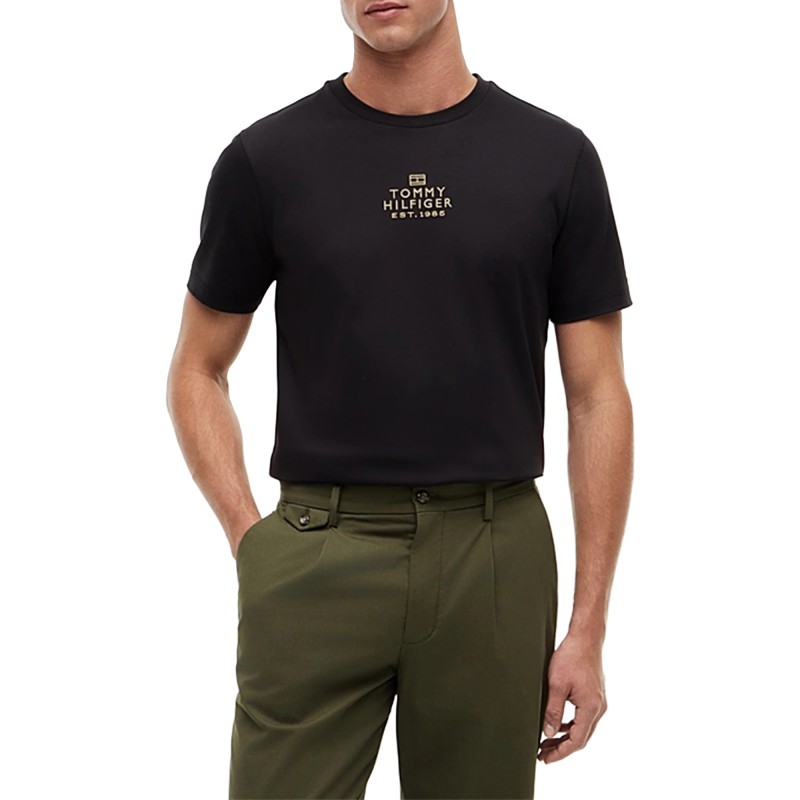 Tommy Hilfiger T-Shirt Brand Love Gold Interlock-Black Tommy Hilfiger T-Shirt Brand Love Gold Interlock-Black