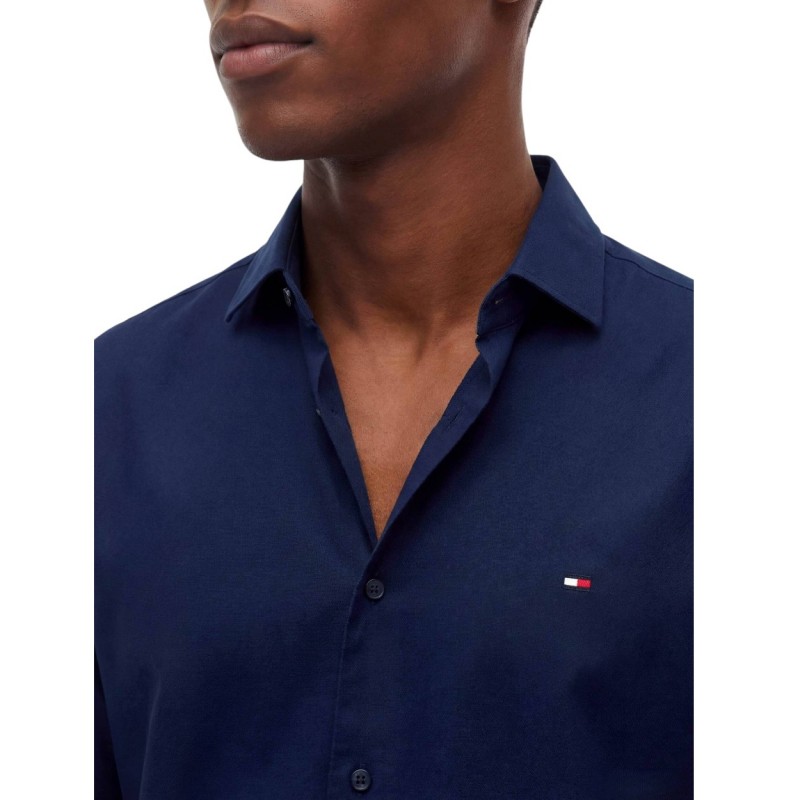 Tommy Hilfiger Shirt Slim Fit Stretch With Contrast-Carbon Navy