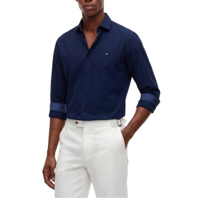 Tommy Hilfiger Shirt Slim Fit Stretch With Contrast-Carbon Navy