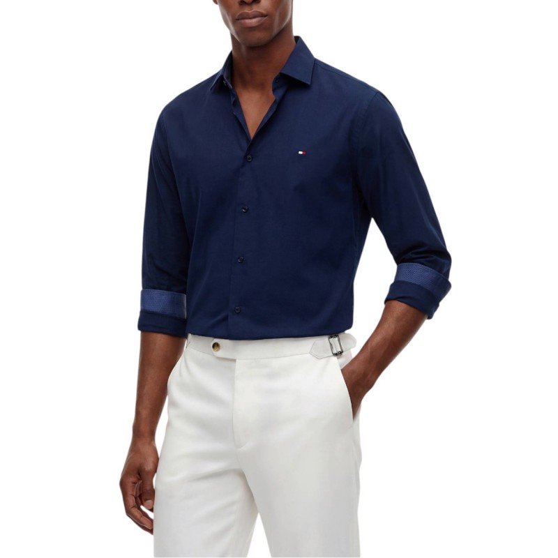 Tommy Hilfiger Shirt Slim Fit Stretch With Contrast-Carbon Navy