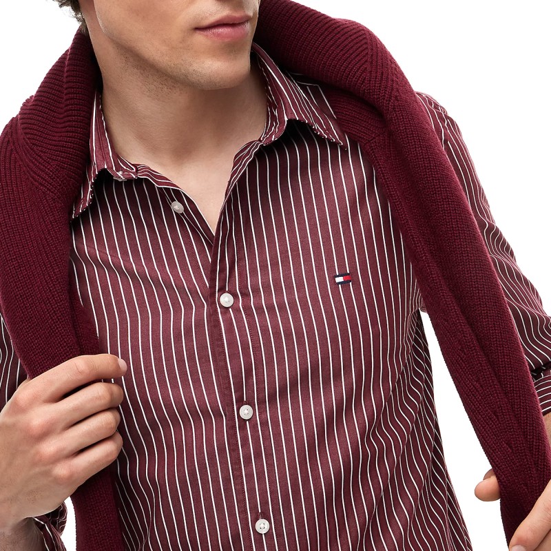 Tommy Hilfiger Shirt Flex Regular Fit-Deep Rouge/Stripe Tommy Hilfiger Shirt Flex Regular Fit-Deep Rouge/Stripe