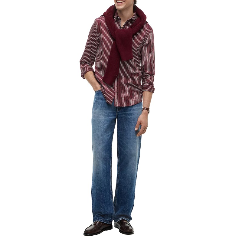 Tommy Hilfiger Shirt Flex Regular Fit-Deep Rouge/Stripe Tommy Hilfiger Shirt Flex Regular Fit-Deep Rouge/Stripe