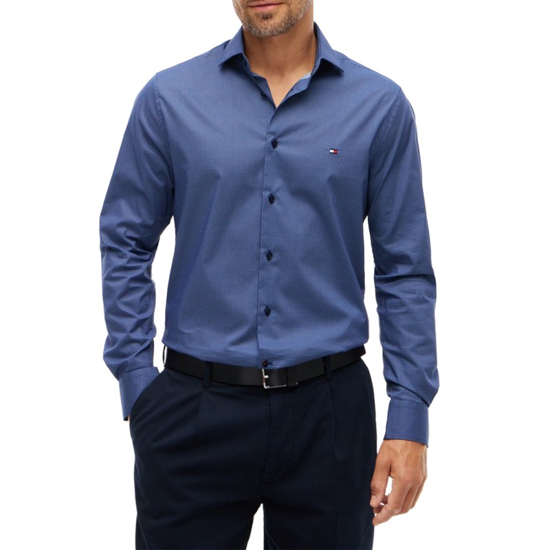 Tommy Hilfiger Shirt Micro Print Slim-Fit Stretch-Carbon Navy Multi Tommy Hilfiger Shirt Micro Print Slim-Fit Stretch-Carbon Navy Multi