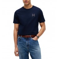 Tommy Hilfiger T-Shirt Varsity Logo Embroidery Crew Neck-Navy Blue