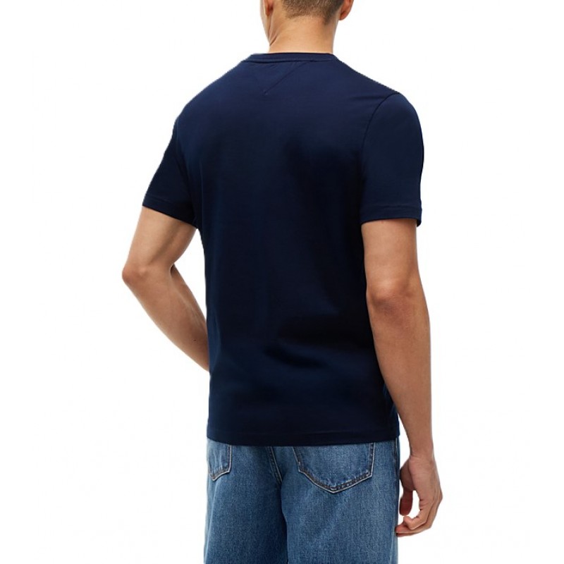 Tommy Hilfiger T-Shirt Varsity Logo Embroidery Crew Neck-Navy Blue