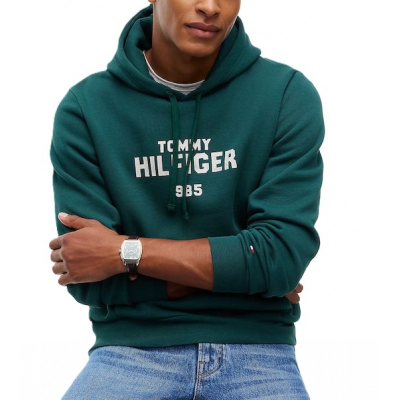 Tommy Hilfiger Hoodie Stack Reg Fleece-Ornamental Green Tommy Hilfiger Hoodie Stack Reg Fleece-Ornamental Green