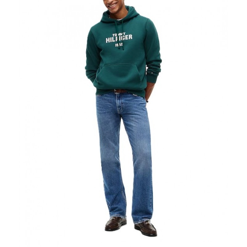 Tommy Hilfiger Hoodie Stack Reg Fleece-Ornamental Green Tommy Hilfiger Hoodie Stack Reg Fleece-Ornamental Green