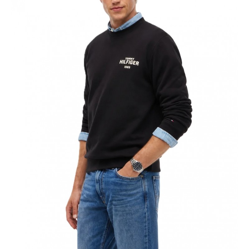 Tommy Hilfiger Sweatshirt Crew Neck Terry-Black Tommy Hilfiger Sweatshirt Crew Neck Terry-Black