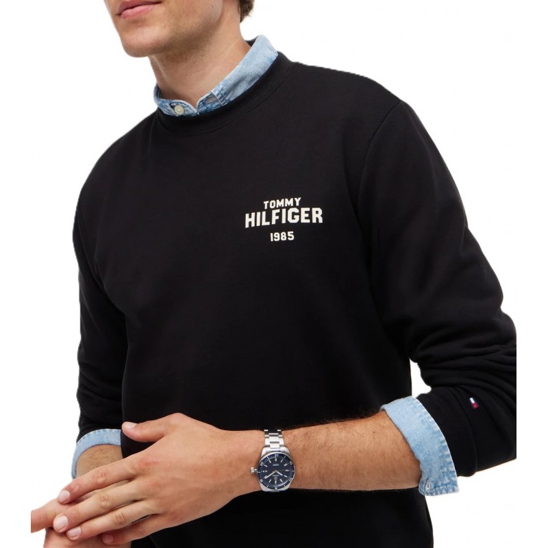 Tommy Hilfiger Sweatshirt Crew Neck Terry-Black Tommy Hilfiger Sweatshirt Crew Neck Terry-Black