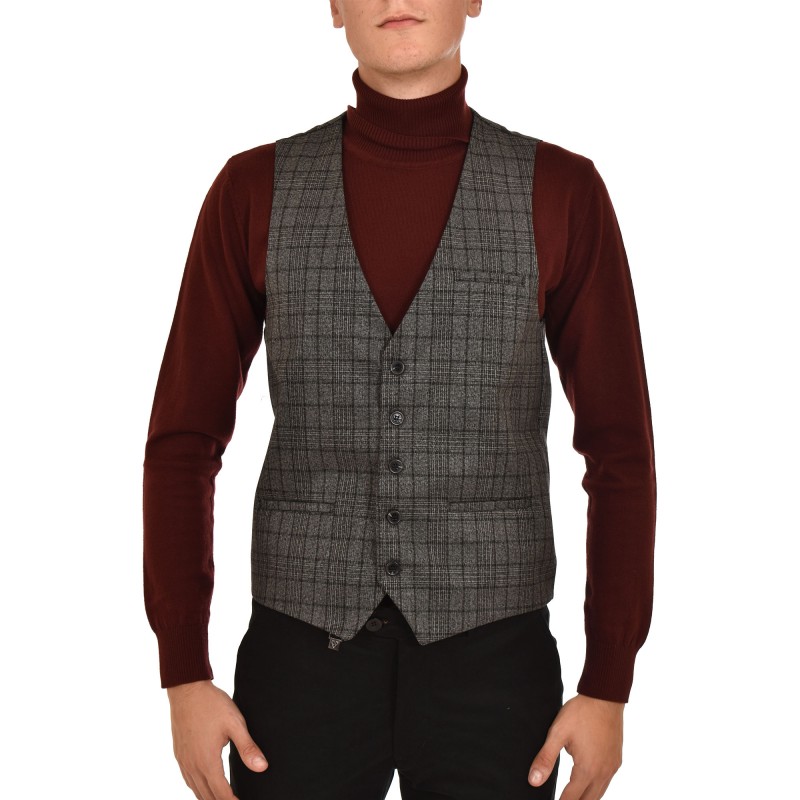 Vittorio Blazer & Vest Private Set Checked-Grey Vittorio Blazer & Vest Private Set Checked-Grey