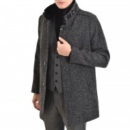 Vittorio Coat With Fur Collar-White/Black