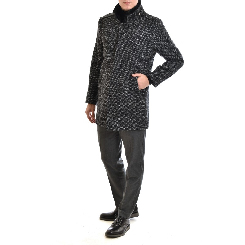 Vittorio Coat With Fur Collar-White/Black
