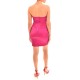 MyT Shrunk Waist Mini Satin Dress-Fuchsia