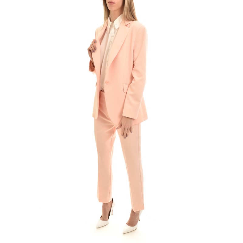 MyT Double Breasted Single Button Blazer-Nude