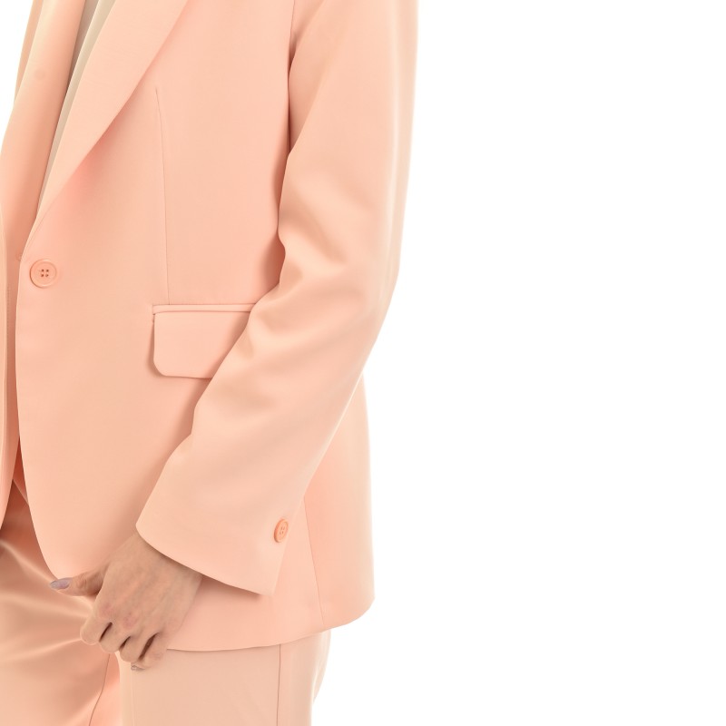 MyT Double Breasted Single Button Blazer-Nude
