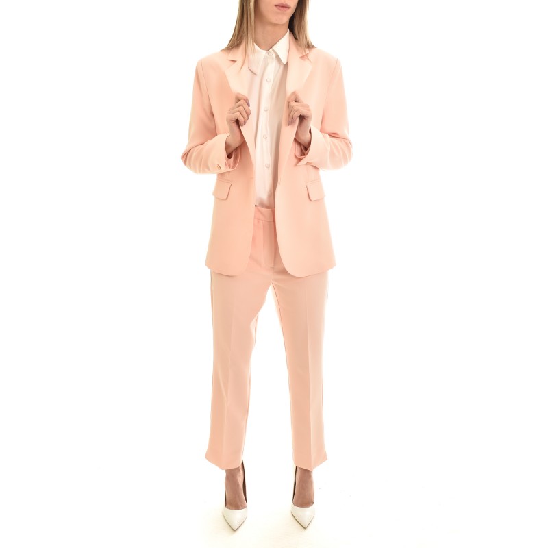 MyT Double Breasted Single Button Blazer-Nude