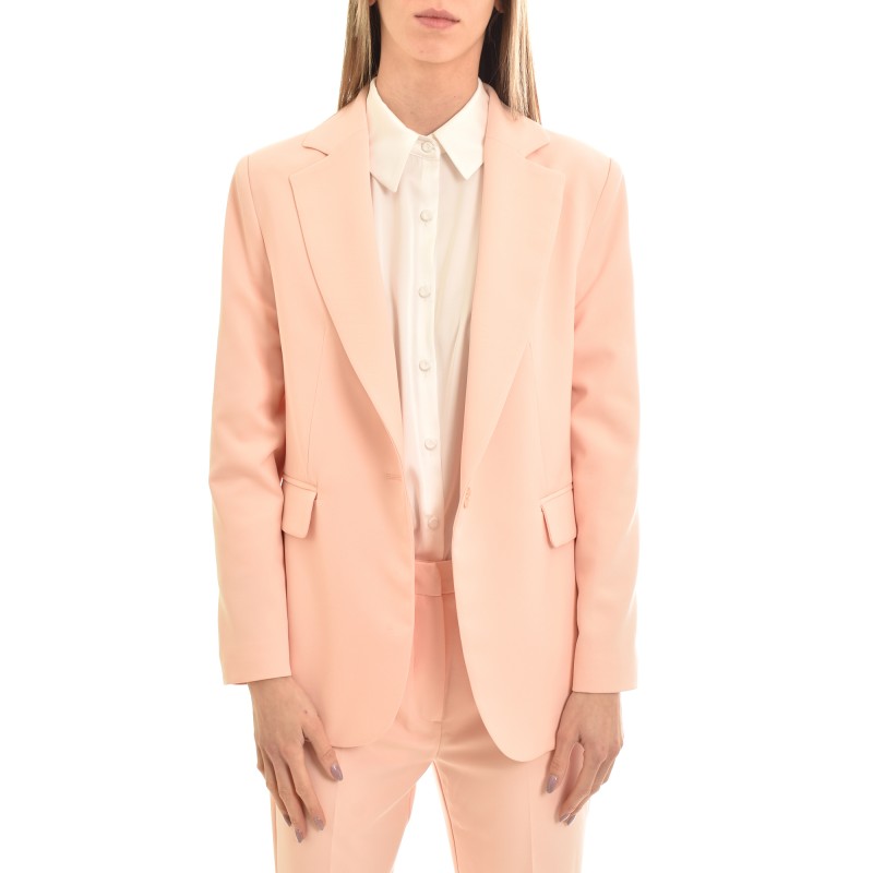 MyT Double Breasted Single Button Blazer-Nude