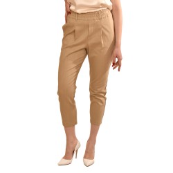 Milla Relaxed Fit Pleated Trousers With Waistband-Sand