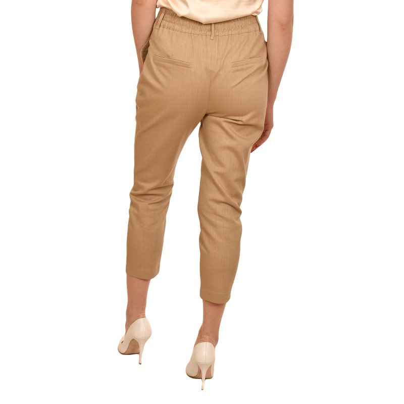 Milla Relaxed Fit Pleated Trousers With Waistband-Sand