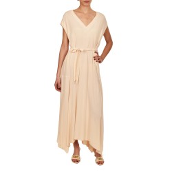 Milla Long Sleeveless Dress With Belt-Cream