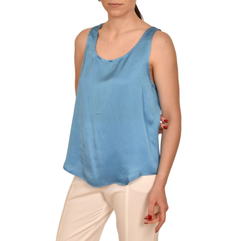 MyT Relaxed Fit Satin Top-Ciel