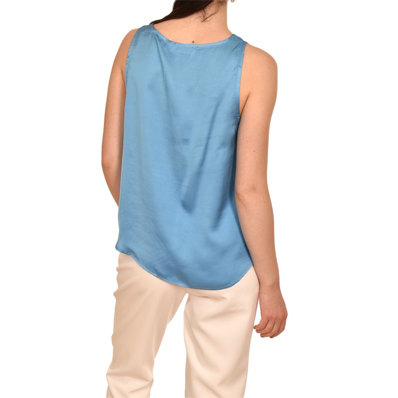 MyT Relaxed Fit Satin Top-Ciel
