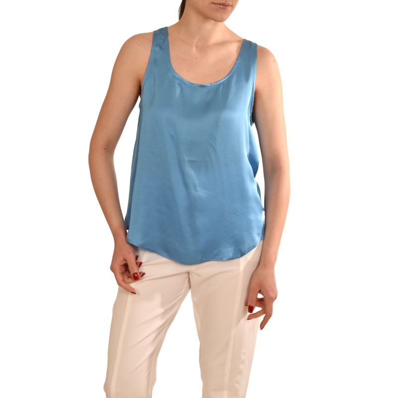 MyT Relaxed Fit Satin Top-Ciel
