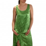MyT Relaxed Fit Satin Floral Top-Parrot Green