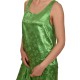 MyT Relaxed Fit Satin Floral Top-Parrot Green