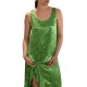 MyT Relaxed Fit Satin Floral Top-Parrot Green